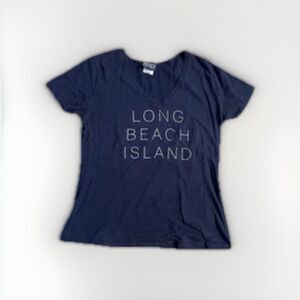 Breezin Up Girl Sz L  Navy Graphic Casual Tee Print Short Sleeve Casual